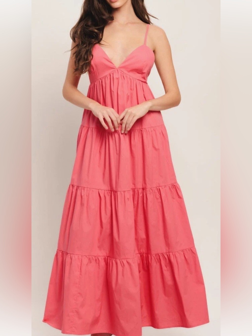 Flying Tomato NWT Spaghetti Strap Tiered Maxi Dress in Coral Sz S beautiful 😍